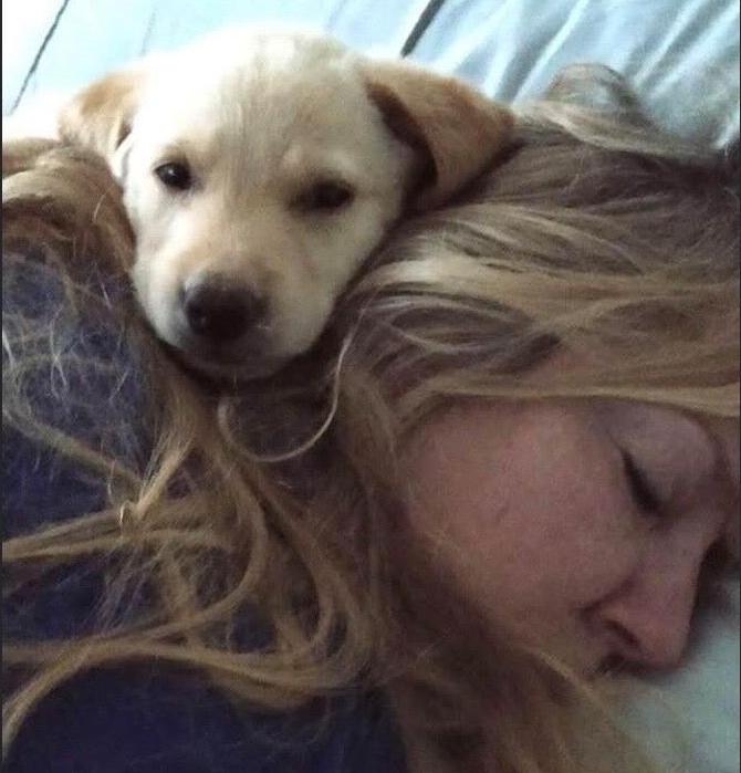 A photo of Tammy Kelson and her dog, Brody